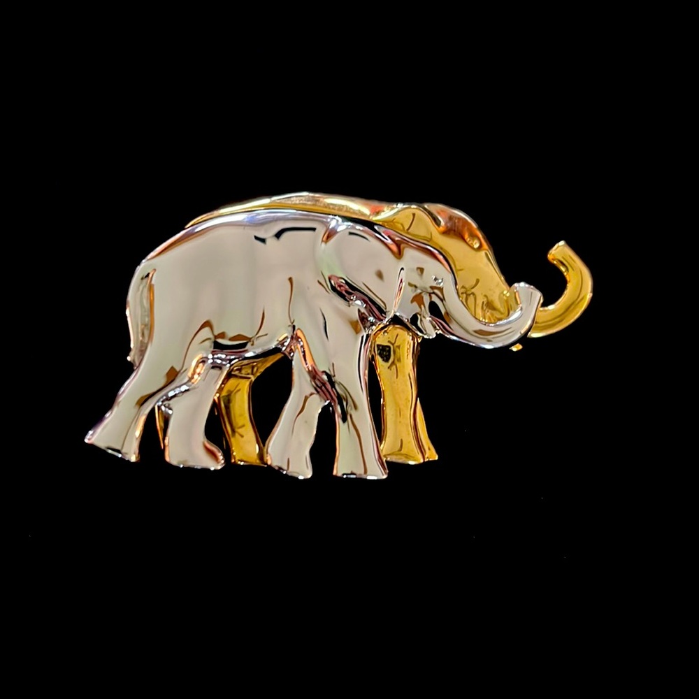 Vintage Liz Claiborne two tone elephant brooch